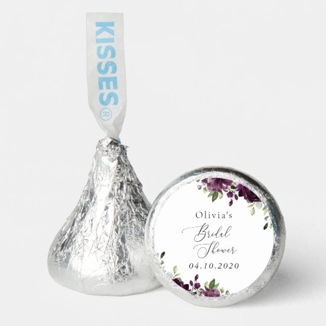 Purple Flowers, Plum Flowers, Boho, Bridal Shower Hershey®'s Kisses® (Front)