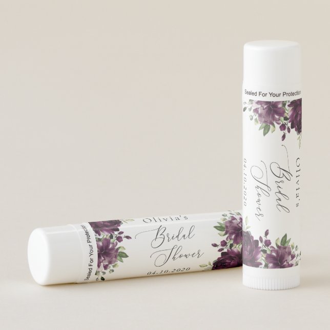 Purple Flowers, Plum Flowers, Boho, Bridal Shower Lip Balm (Front)