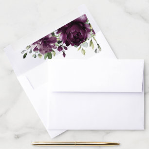 Purple Flowers, Plum Flowers, Boho, Floral Wedding Envelope Liner