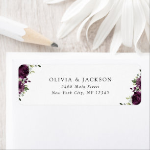 Purple Flowers, Plum Flowers, Boho, Floral Wedding Label