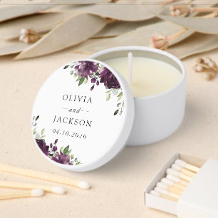 Purple Flowers, Plum Flowers, Boho, Floral Wedding Mini Candle Favors