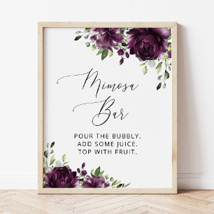Purple Flowers, Plum Flowers, Boho, Mimosa Bar  Poster