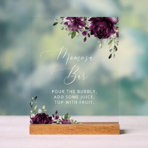 Purple Flowers, Plum Flowers, Boho, Momosa Bar Acrylic Sign