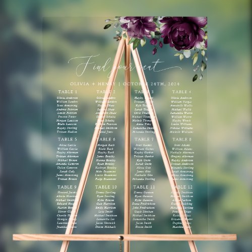 Purple Flowers Plum Flowers Boho Seating Chart