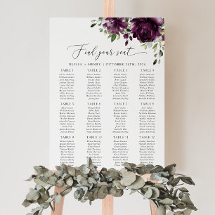 Purple Flowers, Plum Flowers, Boho, Seating Chart Foam Board