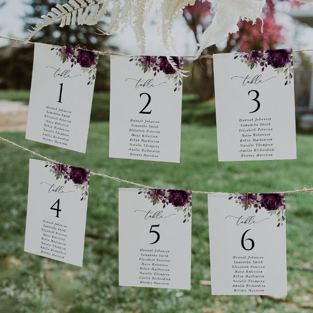 Purple Flowers, Plum Flowers, Seating Chart Cards (Creator Uploaded)