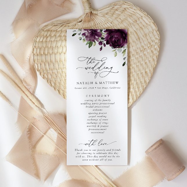 Purple Flowers, Plum Flowers, Wedding Program (Creator Uploaded)