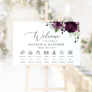 Purple Flowers, Plum Flowers, Wedding Timeline Poster