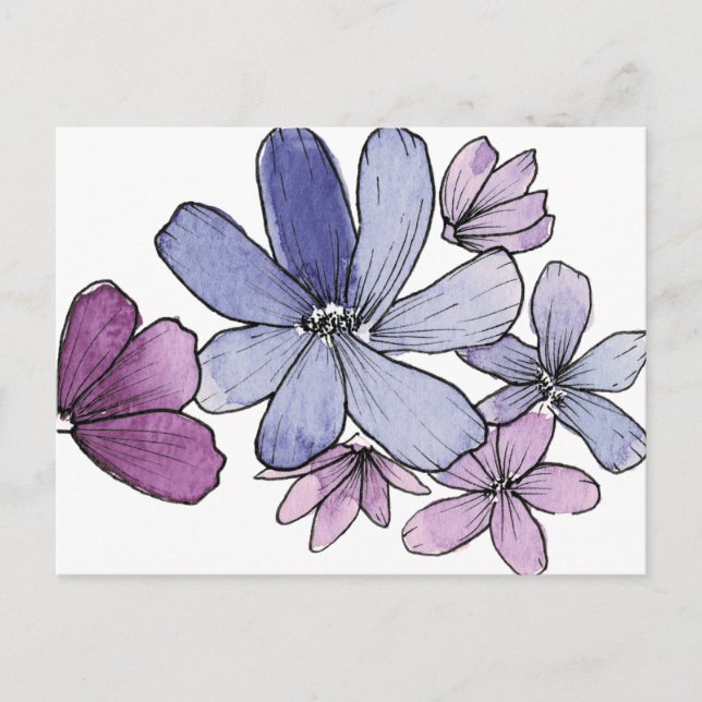 Purple Flowers Postcard (Front)