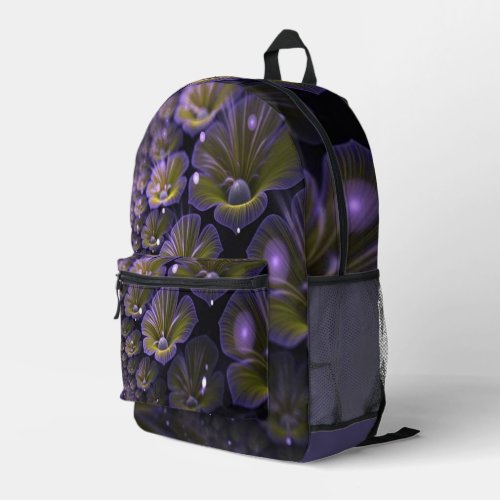 Purple flowers printed backpack