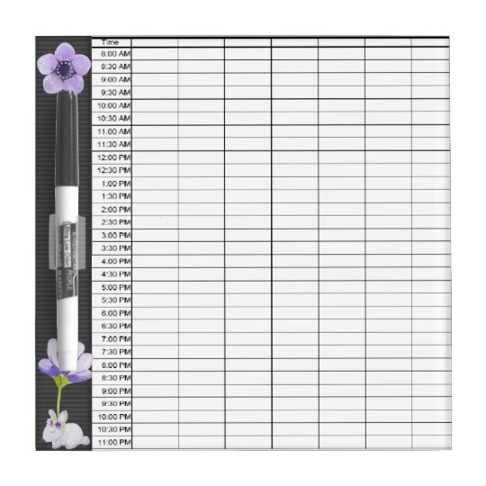 purple-flowers-rabbit-daily-schedule-dry-erase-board-zazzle