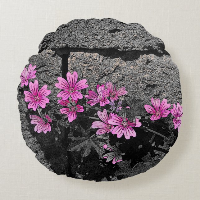 Purple flowers round pillow (Front)