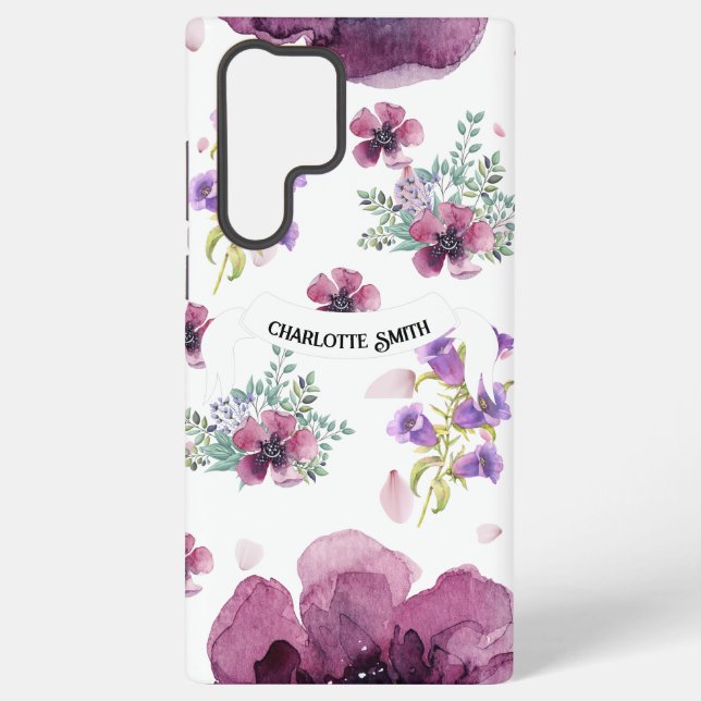 purple flowers samsung galaxy case (Back)
