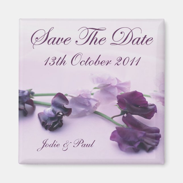 Purple Flowers - Save The Date Magnet (Front)