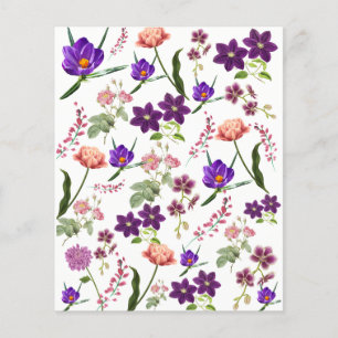 Purple Flowers Scrapbook Paper Sheet