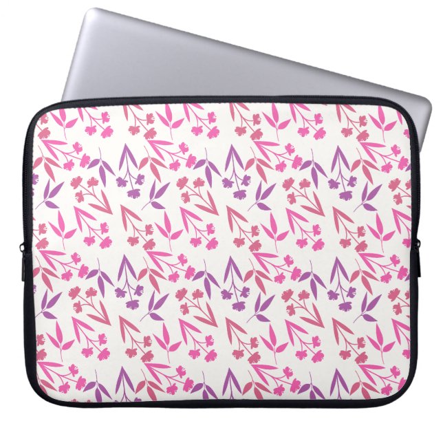 Purple Flowers Seamless Pattern – Elegant Floral D Laptop Sleeve (Front)