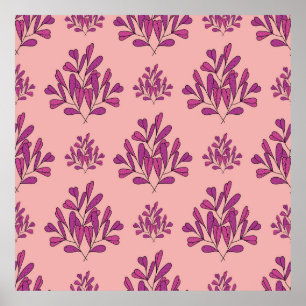 Purple flowers seamless vintage repeating backgrou poster