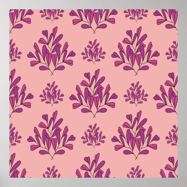 Purple flowers seamless vintage repeating backgrou poster (Front)
