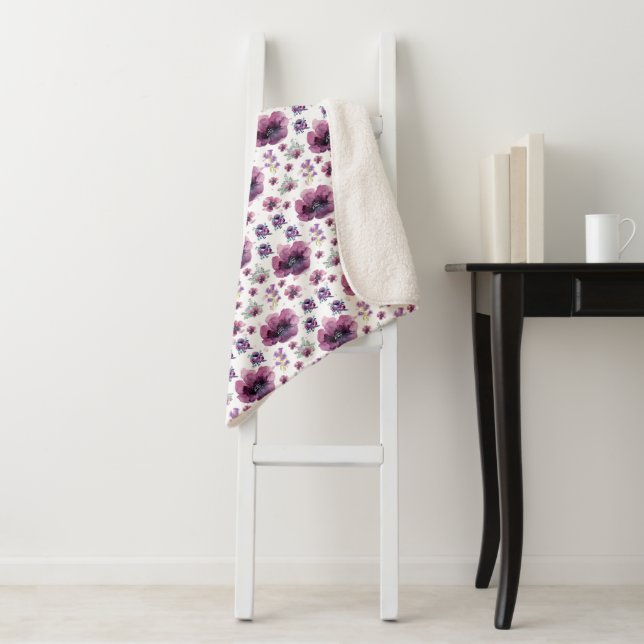 purple flowers sherpa blanket (In Situ)