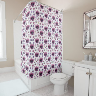 purple flowers shower curtain