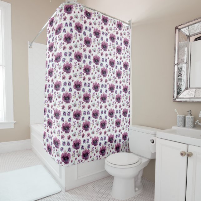 purple flowers shower curtain (In Situ)