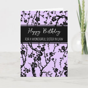 Purple Flowers Sister in Law Birthday Card