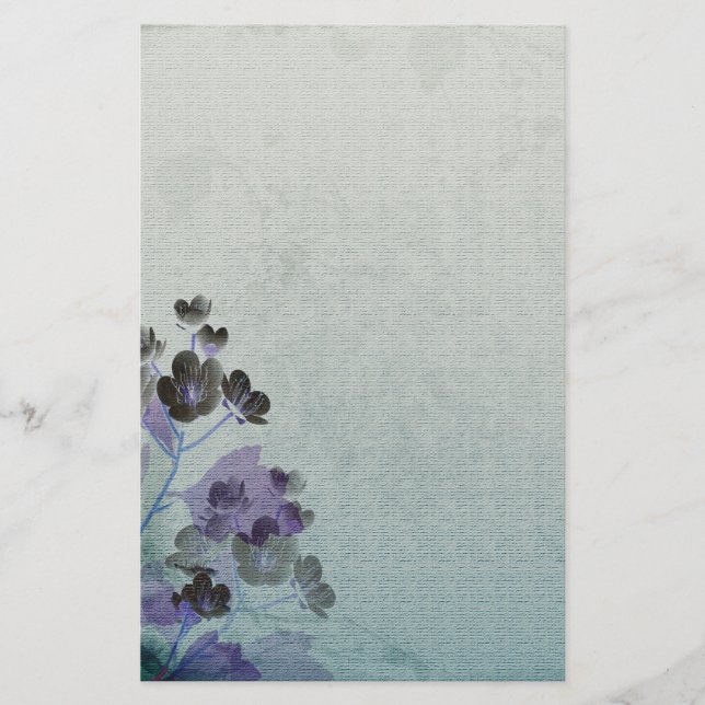 Purple Flowers Stationery (Front)
