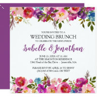 Purple Flowers Summer Wedding Brunch Invitations