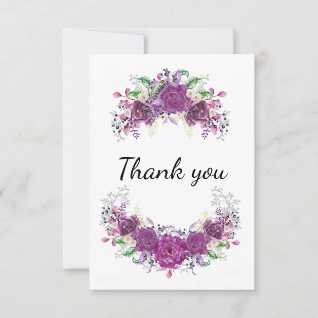Purple Flowers Thank You Card | Zazzle