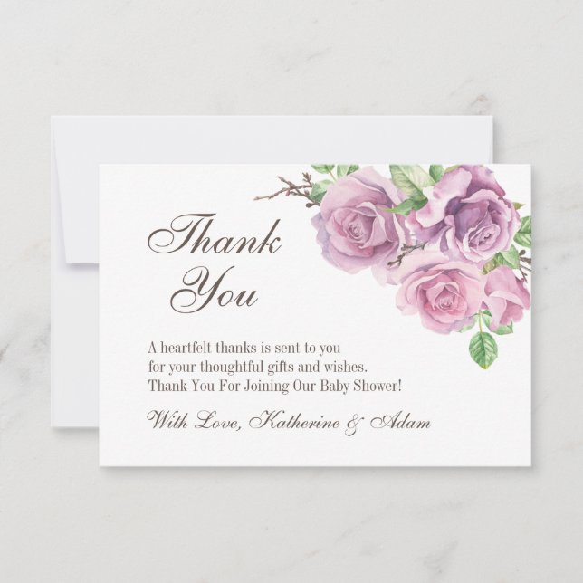 Purple Flowers Thank You Cards, Thank You Favors (Front)