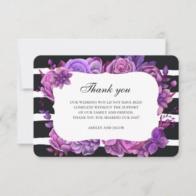 Purple flowers thank you. Floral wedding note Invitation (Front)