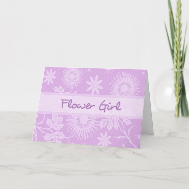 Purple Flowers Thank You Flower Girl Card (Front)