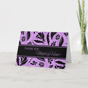 Purple Flowers Thank You Maid of Honor Card
