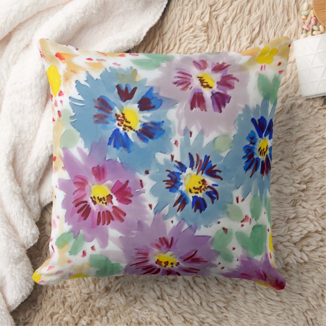 Purple flowers  throw pillow (Blanket)