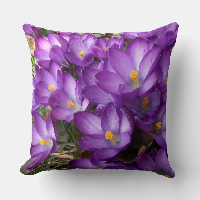 Purple Flowers Throw Pillow (Front)