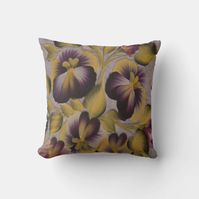 PURPLE FLOWERS THROW PILLOW (Front)