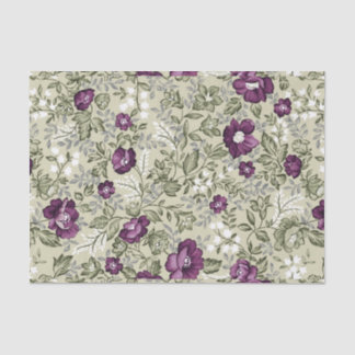 Purple Flowers Violets Background Leafy Floral Tissue Paper