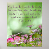 Purple Flowers W  Bible Verse 1 Peter 3:3-4 Poster 