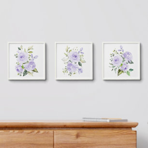 Purple Flowers, Watercolor Flowers, Gender Neutral Peel And Stick Photo Tile