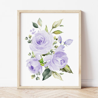 Purple Flowers, Watercolor Flowers, Gender Neutral Poster