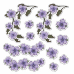Purple Flowers Watercolor Painting Sticker