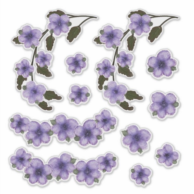 Purple Flowers Watercolor Painting Sticker (Front)
