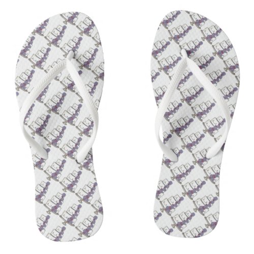 Purple Flowers Wedding Cake Bridesmaid Bride Flip Flops