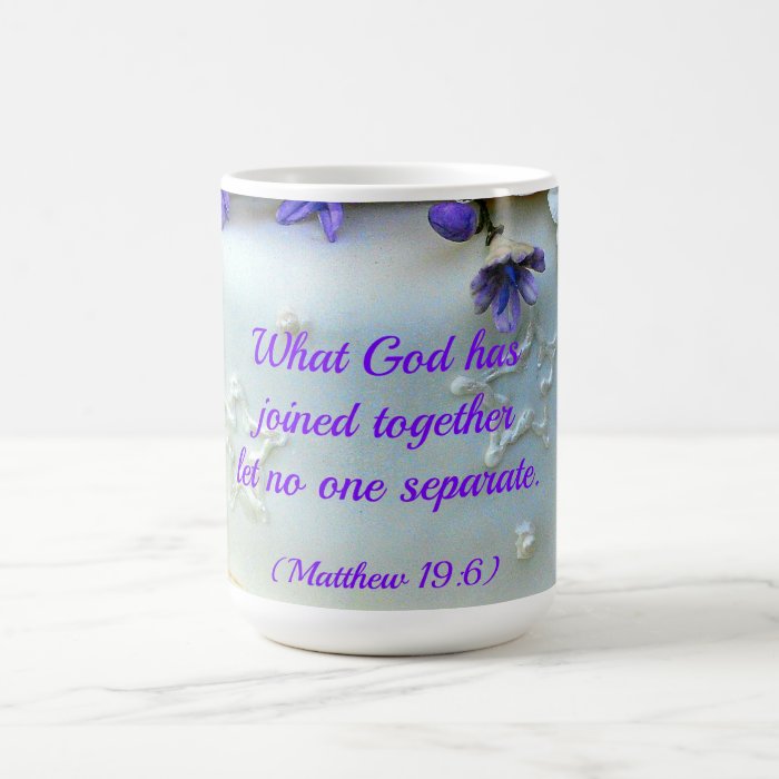 Purple flowers wedding cake with Bible verse Mug