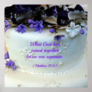 Purple flowers wedding cake with Matthew Bible Poster