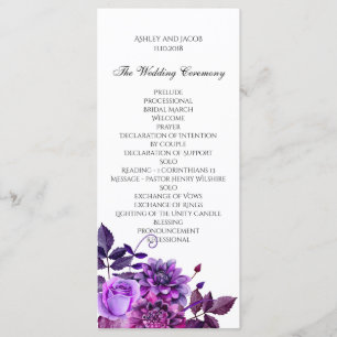Purple flowers wedding program Floral сeremony