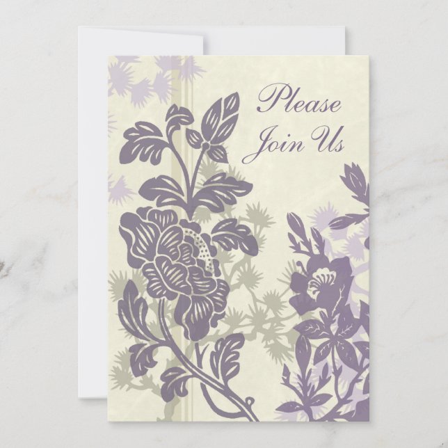 Purple Flowers Wedding Vow Renewal Invitations (Front)