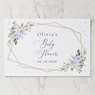 Purple Flowers, White Flowers, Boho, Baby Shower Paper Pad