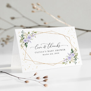 Purple Flowers, White Flowers, Boho, Baby Shower Thank You Card