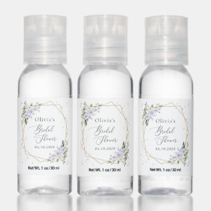 Purple Flowers, White Flowers, Boho, Bridal Shower Hand Sanitizer